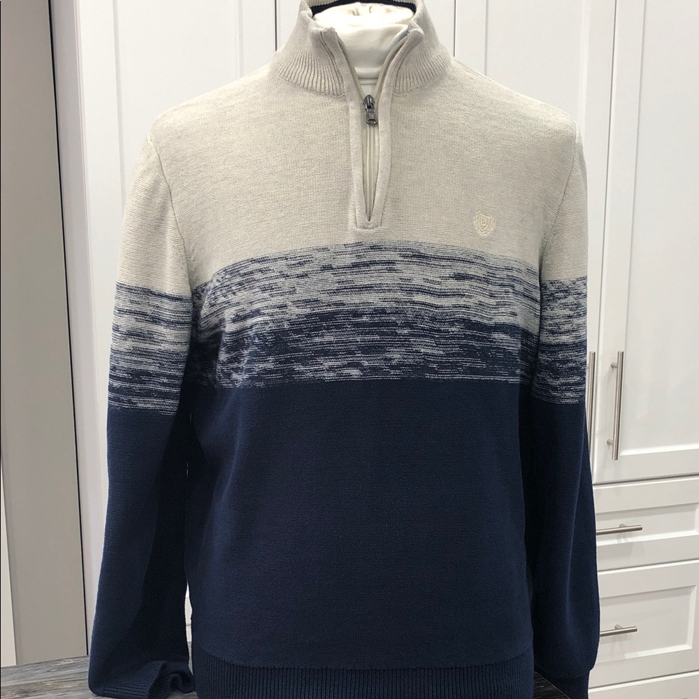 2/$40 – Chaps Men’s Quarter-Zip Sweater – Size XL – Color Block Navy & Cream